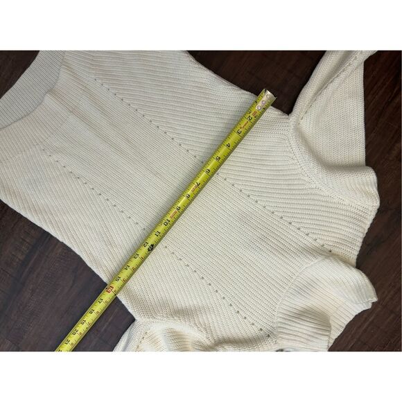 WHBM NWT Cream “Ecru” Knit Silver Button Ribbed Sweater, Sz XS, MP $120 - Picture 3 of 8